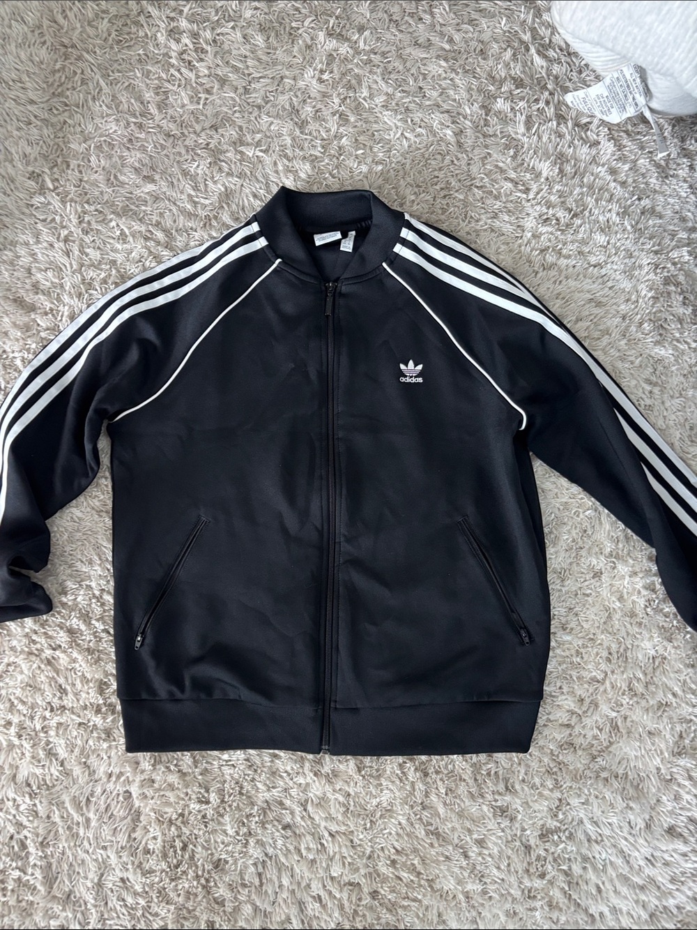 adidas Black Track Jacket with White Three-Stripes